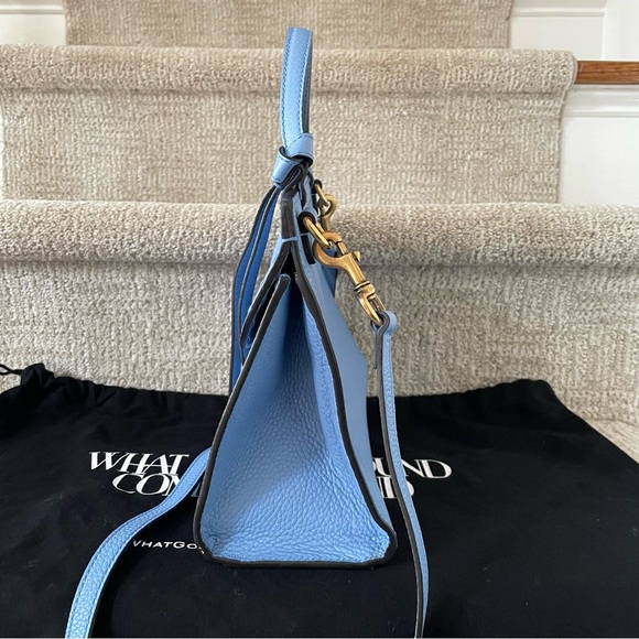 Gucci Marmont Top Handle Blue Pebbled Calfskin Leather Crossbody Satchel Handbag - Picture 4 of 10